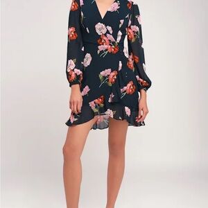 Lulu's Navy Floral Mini Dress